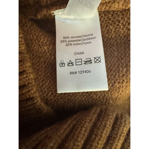 Brown Soft Sexy Cold Shoulder Mock Neck Knit Sweater Size S Top Fall Winter‎ - Picture 4 of 6